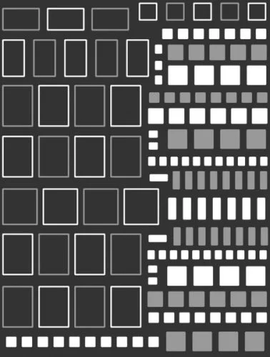 Nagelsticker - Aufkleber selbstklebend - Nail Sticker - Weiss Silber Ramen Quadratt Viereck